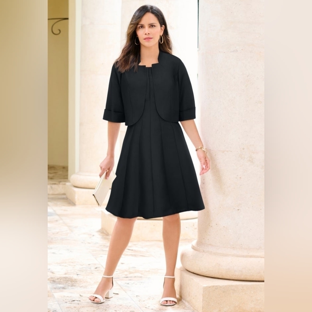 PLUS SIZE Fit And Flare Jacket Suit Dress PERFECT SHAPE 2PC